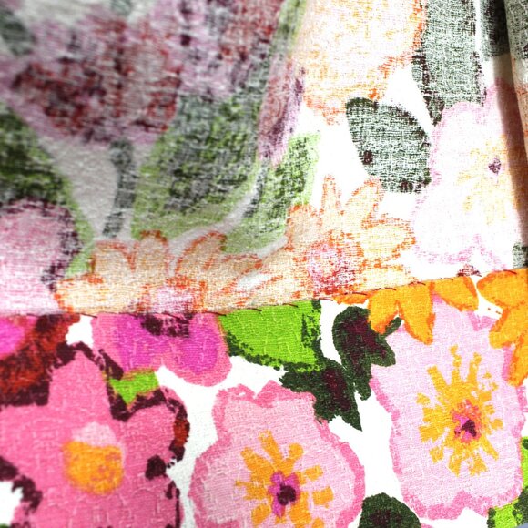 Vintage Flower Power Print Bark Cloth Fabric-3 Sewn Panels Boho Mod Groovy - Picture 3 of 7